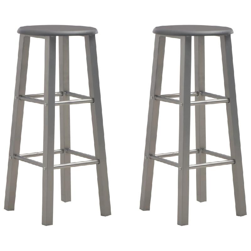Décoshop26 - Lot de 2 tabourets de bar chaises hautes en mdf anthracite cadre en acier DEC029604 - 3000257459627_0
