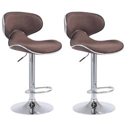 Décoshop26 - Lot de 2 tabourets de bar pivotant design moderne en tissu marron support en métal chromé 10_0004266 - marron 3000252014616_0