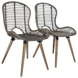Décoshop26 - Set de 2 chaises de salle à manger cuisine en rotin naturel marron pieds en bois DEC025541 - marron 3000255305025_0