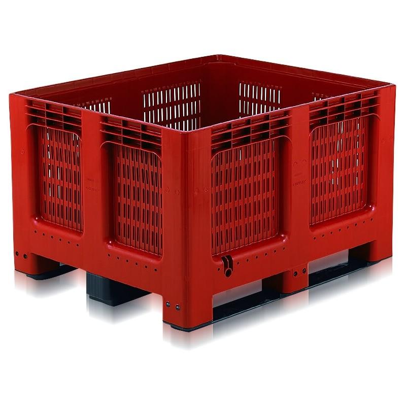 Caisse-palette plastique Geobox 3 semelles - Schoeller Allibert 27605 - 1200x1000x750 mm - brun-rouge - qualité alimentaire_0