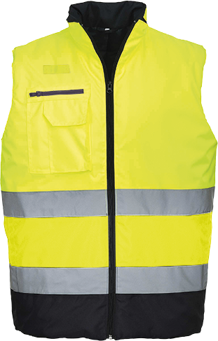 Gilet bodywarmer haute-visibilité bicolore jaune marine s267, m_0