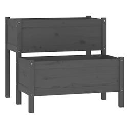 Helloshop26 - Jardinière bac lit surélevé plantes fleurs terrasse jardin 84,5 x 84 x 75 cm bois massif de pin gris 02_0037959 - 3000217796816_0
