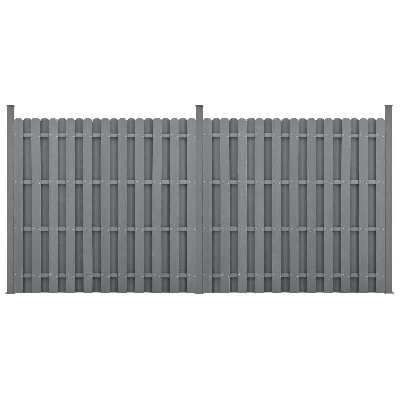 KIT DE 2 CLÔTURES BARRIÈRE BRISE VUE BRISE VENT BOIS COMPOSITE (WPC) GRIS 185 X 376 CM 03_0006604_0