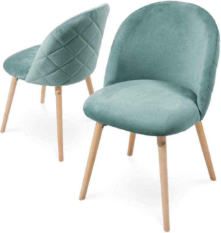 LOT DE 2 CHAISES DE SALLE À MANGER EN VELOURS PIEDS EN BOIS HÊTRE STYLE MODERNE CHAISE SCANDINAVE POUR SALON CHAMBRE CUISINE BUREAU TURQUOISE 01_0000153_0