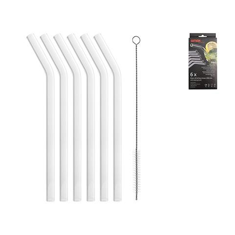Lot de 6 pailles courbées en verre + goupillon - PLLCVR-BB01_0