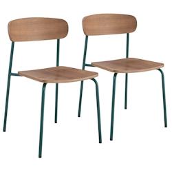 Oviala Business Lot de 2 chaises en bois vert kaki - vert acier 114232_0