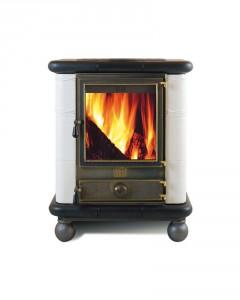 Poêle à bois en faïence Ramona - Dimensions L74xP52xH96 cm - Corniches et pieds boule - 310 kg_0