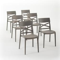 RATTATAN Set 6 Chaises en polypropylène avec fibre de verre empilables pour extérieur et jardin, bar et restaurant, cuisine  moderne - MARTINA - Tou_0