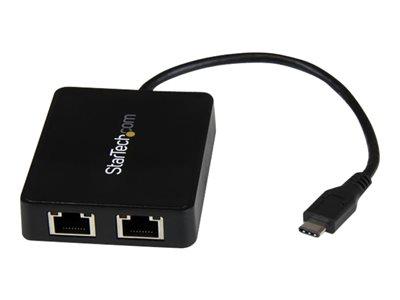 STARTECH.COM ADAPTATEUR RÉSEAU USB-C VERS 2 PORTS GIGABIT ETHERNET AVEC PORT USB 3.0 (TYPE-A)