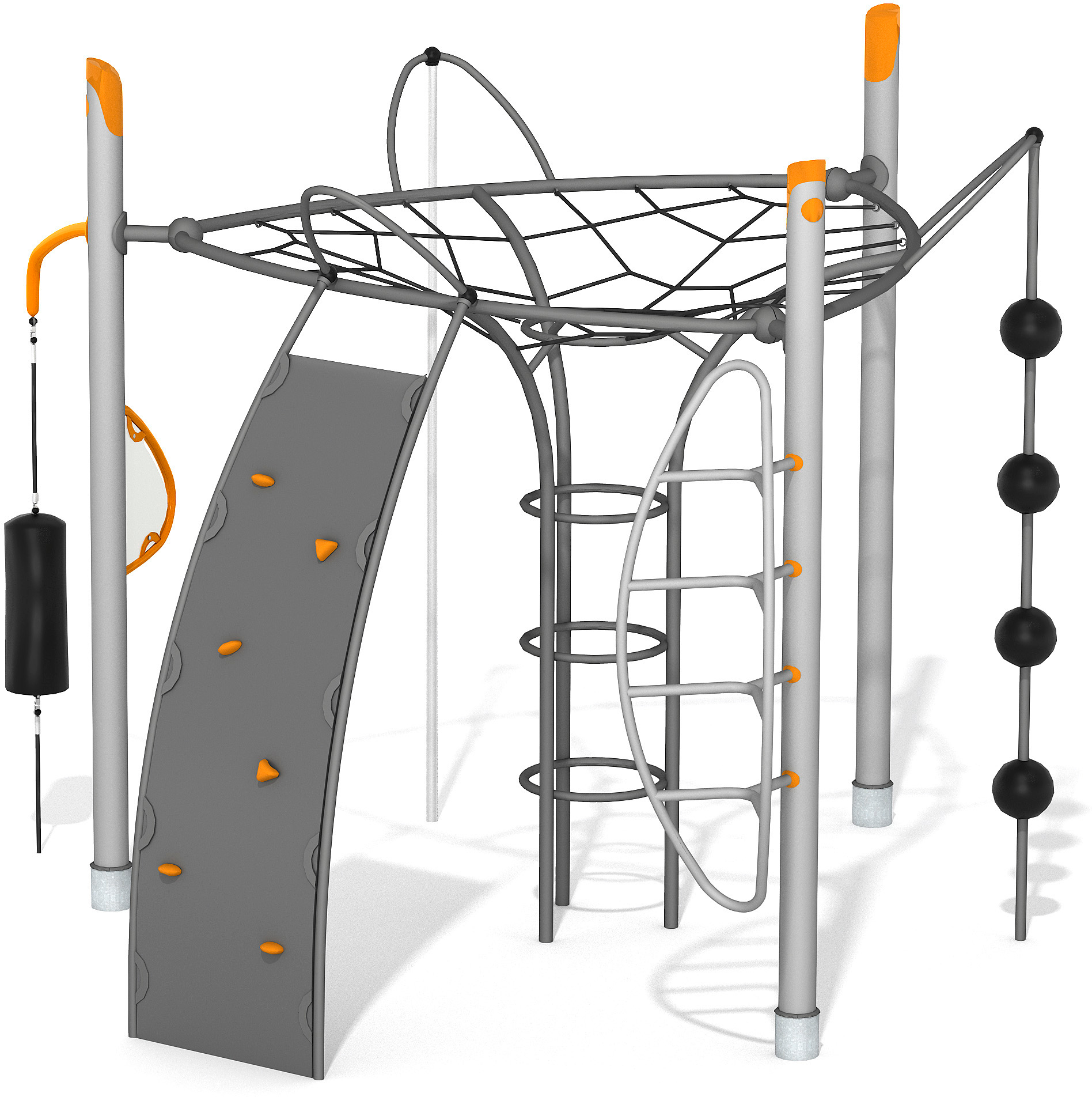Structure multi-jeux 5 à 12 ans - Agito Corro gris - 8002167-2 - Hags - Fondation à enterrer_0