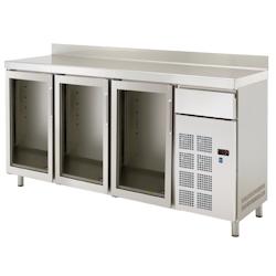 Tour réfrigérée haute 3 portes en verre 1 tiroir - 2020x600x1050 mm - 220 W 230/1V - 70879509 Eurast - inox 70879509_0