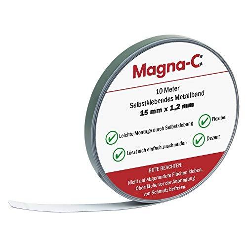 MAGNA-C ruban adhésif en métal - blanc - base pour aimants - flexible et facile à découper - 10m x 15mm x 1,2mm_0