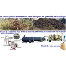 Biomasse agricole - Recycler les sarments en granulés - Lignes de fabrication 500 kg/h à 4 t/h_0