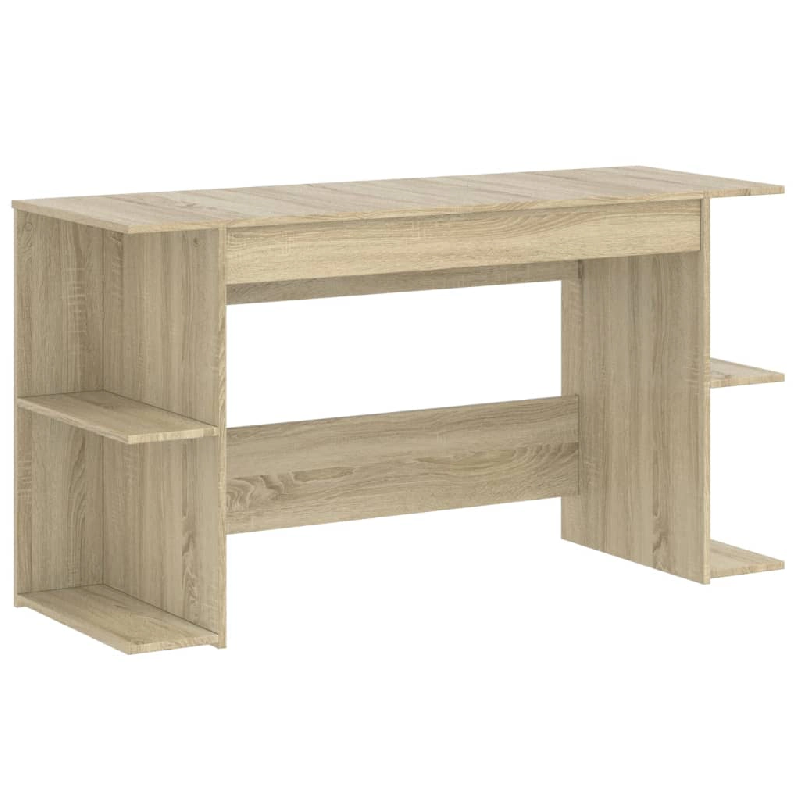 Helloshop26 - Bureau table poste de travail meuble d'ordinateur informatique étude chêne sonoma 140 x 50 x 75 cm bois d'ingénierie 02_0023644 - 300_0