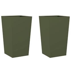 Helloshop26 - Jardinière bac lit surélevé plantes fleurs jardin terrasses lot de 2 olive 45 x 45 x 75 cm acier vert 02_0039085 - 3000218053048_0