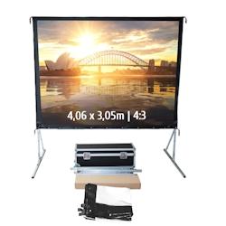 KIMEX Écran de projection valise 4,06 x 3,05m - Format 4:3 - Toile avant - Portable avec flight case_0