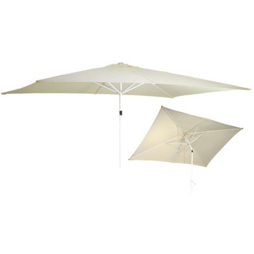 PARASOL DE JARDIN RECTANGULAIRE 2X3M INCLINABLE PIED ALUMINIUM - COULEUR ECRU