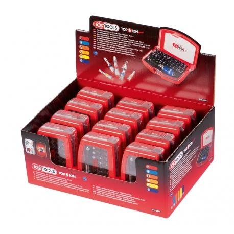Présentoir de 12 jeux d’embouts de vissage à code couleur TORSIONplus - KS Tools | 918.3030D_0