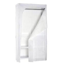 PROREGAL Portant PEACOCK avec cache-étagère | HxLxP 200x100x50cm | Blanc | Portant à vêtements, armoire, portant à vêtements, porte-tringles - b_0