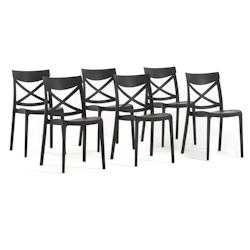 RATTATAN Set 6 Chaises en polypropylène avec fibre de verre empilables pour extérieur et jardin, bar et restaurant, cuisine design moderne - MORGANA_0