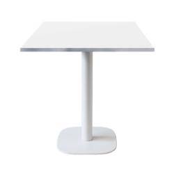 Restootab - Table 70x70cm - modèle Round blanc blanc chants inox - blanc TB-ROU1-7070M-BLANC-INO_0