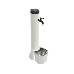 Sined Fontaine extérieure blanche et seau de 5 litres, grille en aluminium pour feuilles. Double raccord latéral et inférieur. Kit. - blanc plastiq_0