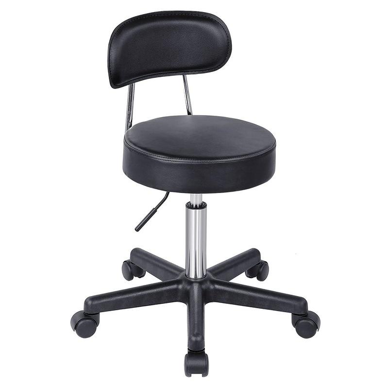 TABOURET DE TRAVAIL À ROULETTES AVEC DOSSIER HAUTEUR RÉGLABLE PIVOTANT NOIR LJB81B - NOIR