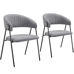 TecTake GmbH tectake Lot 2 Fauteuils rembourré ergonomique en tissu 150kg max gris - 405511 - gris polyester 405511_0