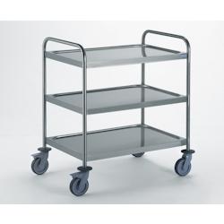 Tournus CHARIOT A DEBARRASSER AVEC 2 ARCEAUX 3 plateaux 800 x 530 mm roues à chape polyamide dimensions 895 x 625 mm hauteur 960 mm, hors-tout - gris_0