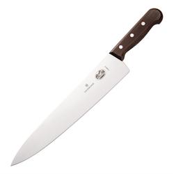 Victorinox - Couteau de chef 255 mm en inox avec manche en bois noir riveté - Acier inoxydable haute qualité_0