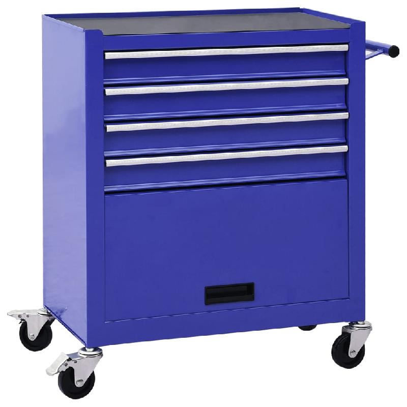 Vidaxl chariot à outils avec 4 tiroirs acier bleu 147188_0
