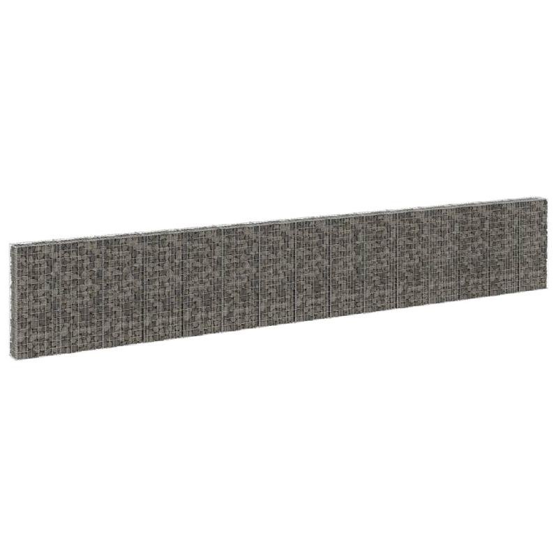 Vidaxl mur en gabion avec couvercles acier galvanisé 900x30x150 cm 147818_0