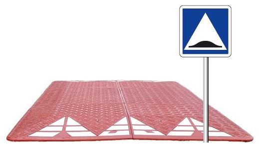 21524-01 - Ralentisseur de vitesse - Pack coussin berlinois rouge - Poteau 80x40 mm - Panneau C27_0