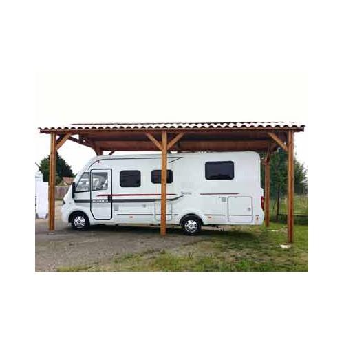 Abri camping-car en bois Douglas - sans couverture - structure robuste avec 6 poteaux 140x140 mm_0