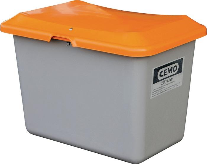 Bac à sel 200L - L890 x l600 x H640 mm - Gris/Orange - Plastique renforcé fibre de verre - CEMO_0