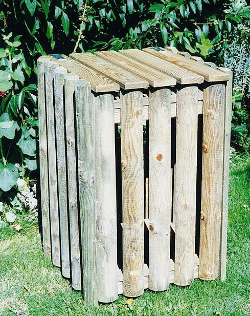 Corbeille d'extérieur en bois 'Dordogne' - 100L - Pin traité autoclave - Garantie 10 ans contre la putréfaction_0