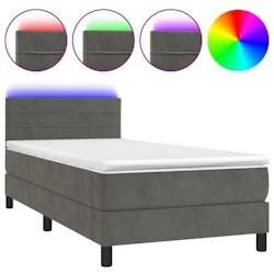 Décoshop26 - Cadre de lit LED avec sommier, tête de lit ajustable et matelas 90x190cm en velours gris foncé - TDL0208260 - gris_0