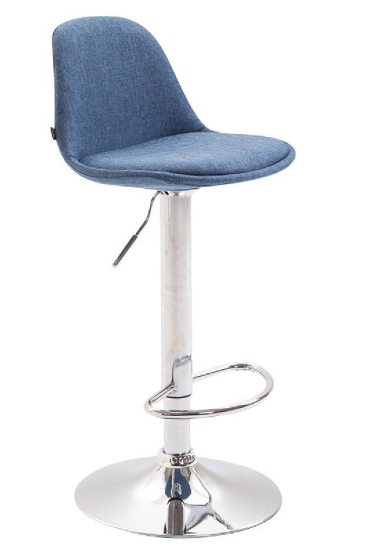Décoshop26 - Tabouret de bar x1 avec repose-pieds hauteur réglable en tissu bleu 10_0001034 - bleu 3000711069607_0
