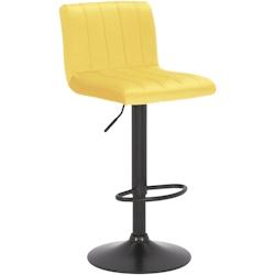 Décoshop26 - Tabouret de bar x1 pivotant hauteur réglable assise surpiqué en velours jaune et métal noir 10_0005004 - jaune 3000252406282_0
