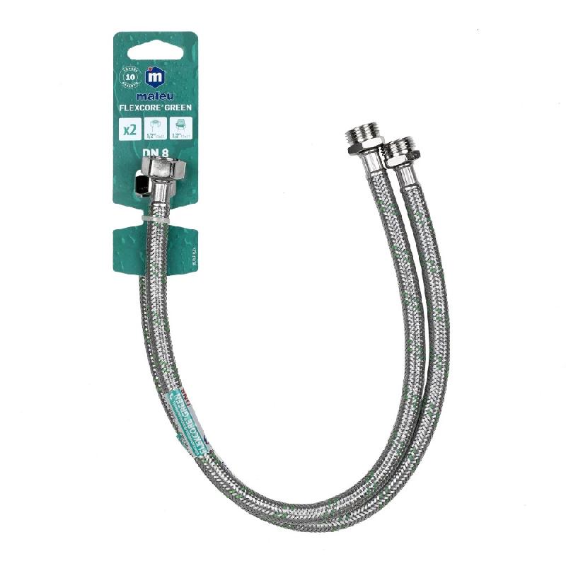 Flexible de raccordement 50 cm mâle/mâle 15x21 - polyéthylène, inox et laiton - garantie 10 ans_0
