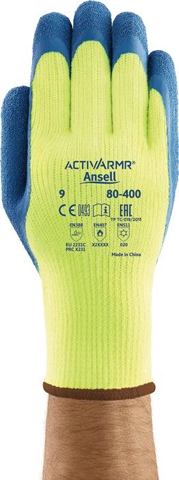 Gant de protection contre le froid ActivArmr® 80-400 taille 10 jaune/bleu EN 388, EN 511, EN 407 acrylique avec latex de caout. Naturel ANSELL_0