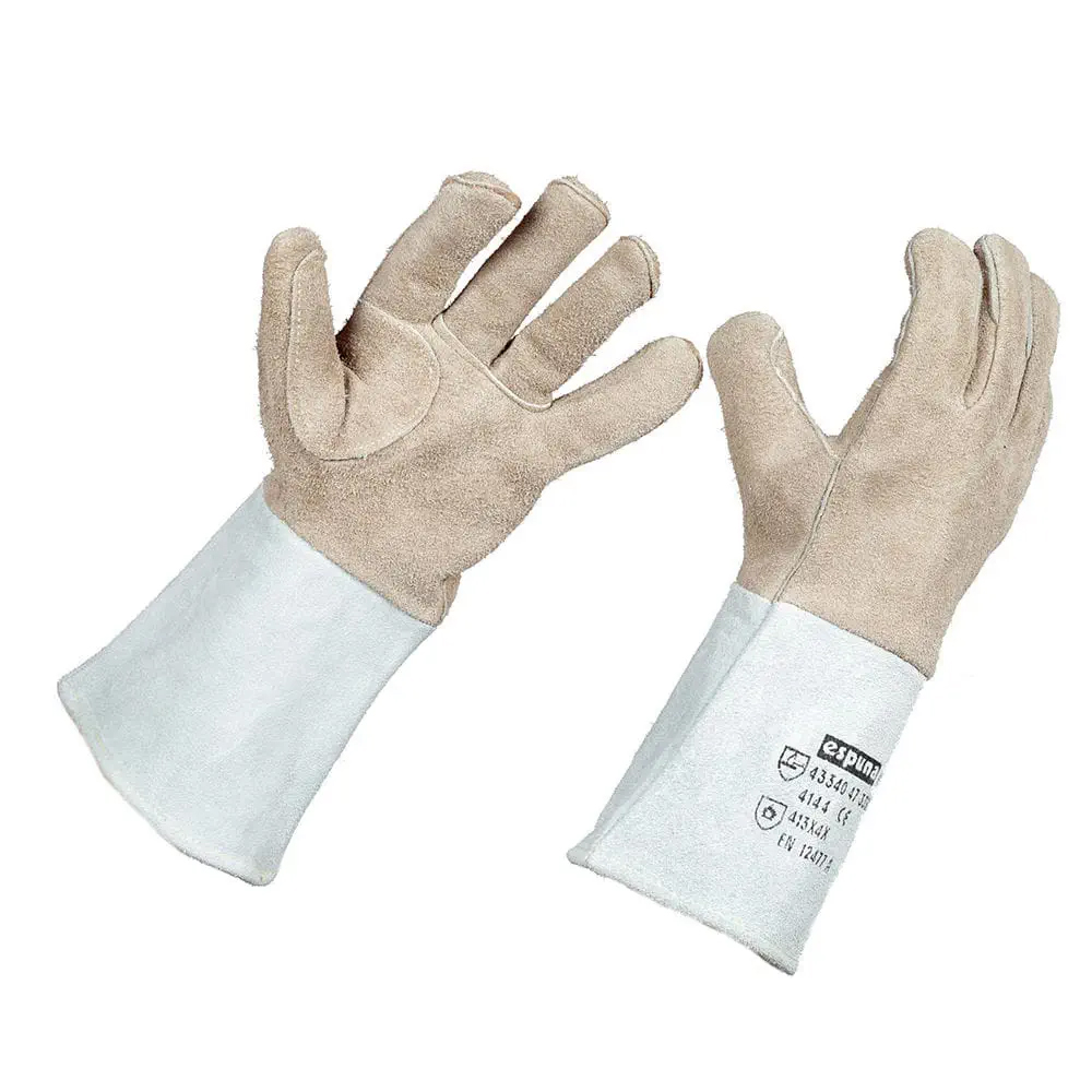 Gants de Soudeur en Cuir croûte de bovin ESPUNA 43340 avec manchette 15cm (Taille 10) - PMCFR20_0