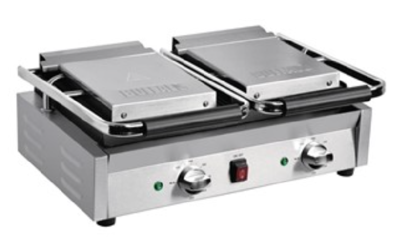 Grill de contact double rainuré pour panini et croque-monsieur - plaques en fonte - 2,9 kW - 230V_0