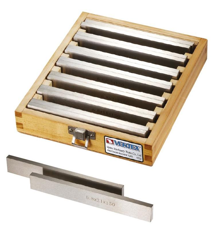 Jeu de cales parallèles 14 pièces - VP-168 Vertex - acier S45C, trempé et rectifié - longueur 150 mm_0