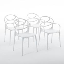 RATTATAN Set de 4 chaises en polypropylène avec fibre de verre, empilables pour extérieur et jardin, bar et restaurant, cuisine design moderne -Char_0