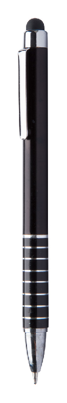Stylo à bille avec stylet - plastique et clip aluminium - encre bleue - couleur noire - 7g_0