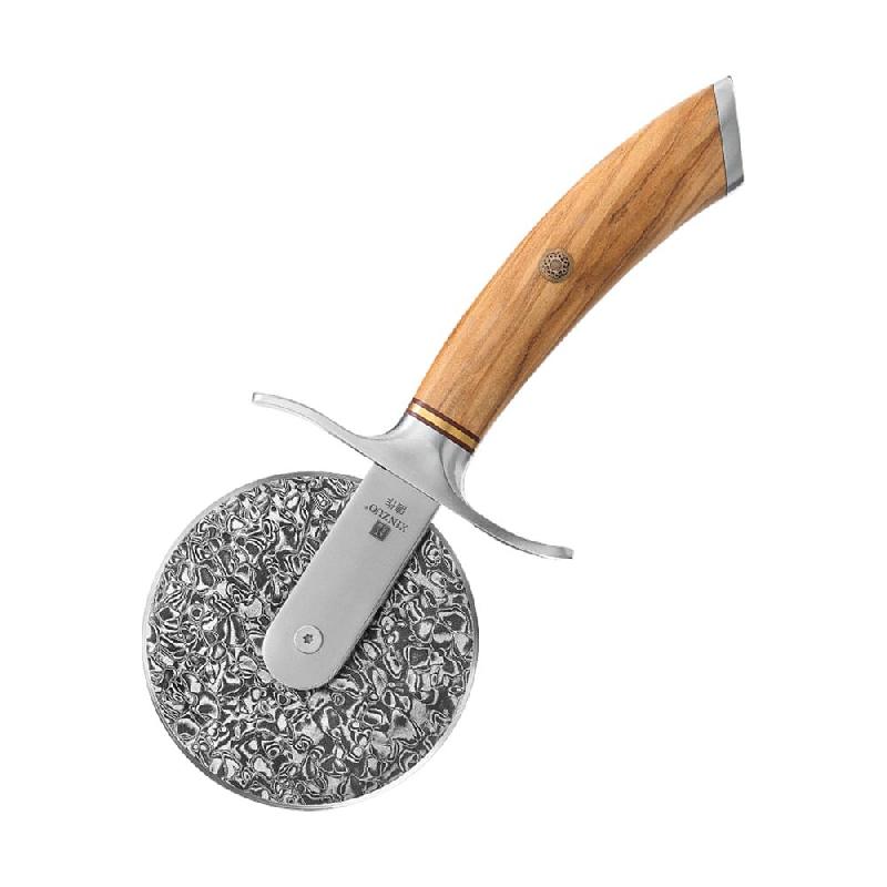 XinZuo - Coupe-pizza en acier de Damas de 23 cm - Série B37 Lan - diamètre de la roue : 9 cm - poids 260 grammes - multicolore acier B37-PSQ_0