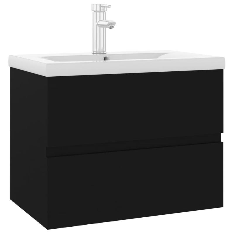 ARMOIRE D\'ÉVIER SALLE DE BAIN AVEC LAVABO INTÉGRÉ 60 X 38,5 X 45 CM NOIR AGGLOMÉRÉ 02_0006510_0