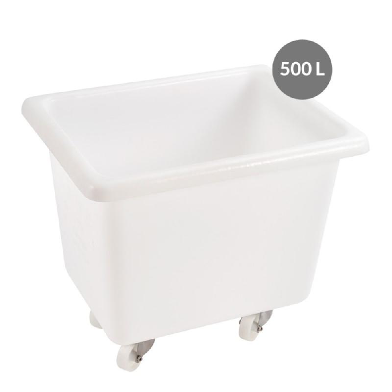 BAC BLANC VOLUME 500 L - 4 ROUES PIVOTANTES INOX - RÉF. G146921_0