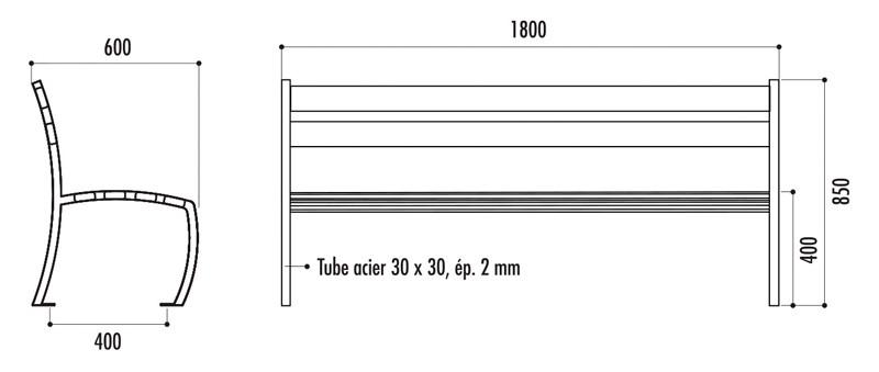 BANC DÉTROIT, 180 CM,  PLUSIEURS MATÉRIAUX DISPONIBLES_0